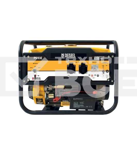 Электрогенератор бензиновый Denzel PS-33E, 3.3 кВт, 85 дБ, 48.5 кг