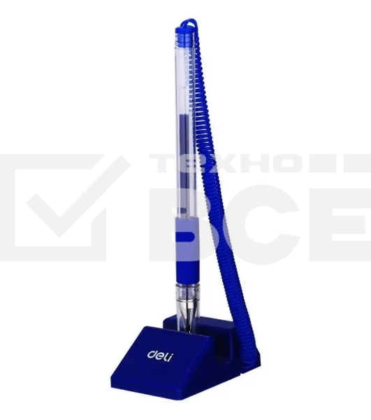Ручка гелевая Deli Daily E6791blue прозрачный, d=0.5мм, синие чернила, на подставке, линия 0.35мм, резиновая манжета