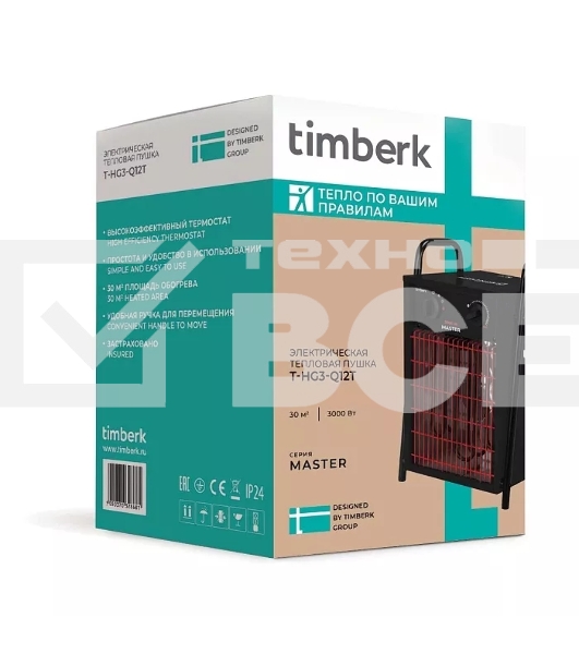 Тепловая пушка электрическая Timberk Master T-HG5-Q12T 500Вт черный/красный