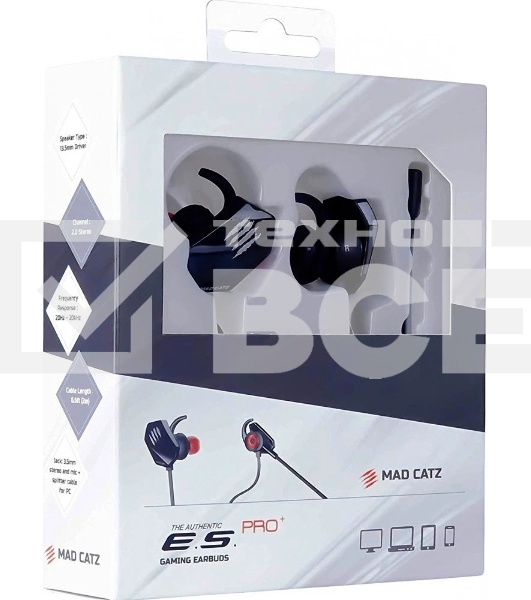 Гарнитура Mad Catz E.S. PRO+ чёрный, проводная, mini jack 3.5 мм, вставные