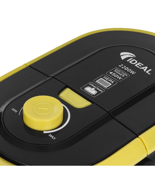 Пылесос IDEAL МП-2000 желтый/черный, 450/2200 Вт, уборка сухая, пылесборник контейнер 2 л