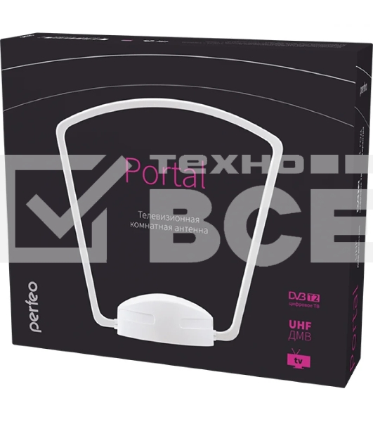 Антенны для цифровых приставок DVB-T2 Perfeo ТВ антенна 'PORTAL', активная, встр. усилитель, DVB-T2 (PF-TV2020)
