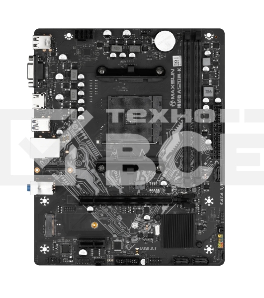 Материнская плата Maxsun Challenger A520M-K, AM4, AMD A520, 2xDDR4, 3xSATA, 1xM.2, 1xPCIe 3.0 x16, 1xPCIe 3.0 x1, 1xHDMI, 1xVGA, 1x 1Gb LAN, 2xUSB-A 3.2 Gen 1, 4xUSB-A 2.0, 3x3.5 мм, 5.1, M-ATX