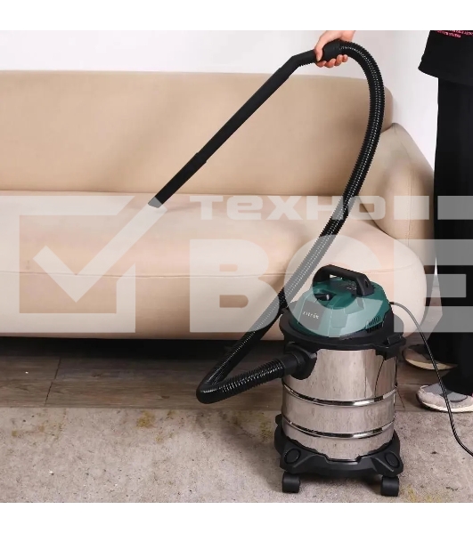 Строительный пылесос Zitrek ZKVC1500-15S серебристый/зеленый, 1500 Вт, уборка сухая, пылесборник контейнер, 15 л