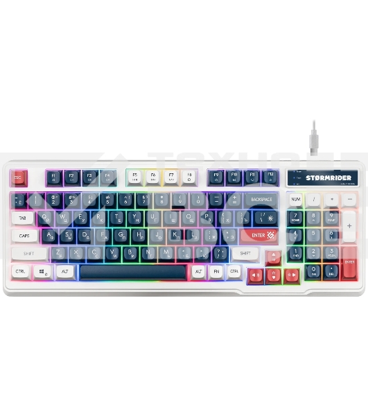 Игровая клавиатура проводная Defender Stormrider GK-425 RU,бел/син,94кн+FN,радуж,1.75м