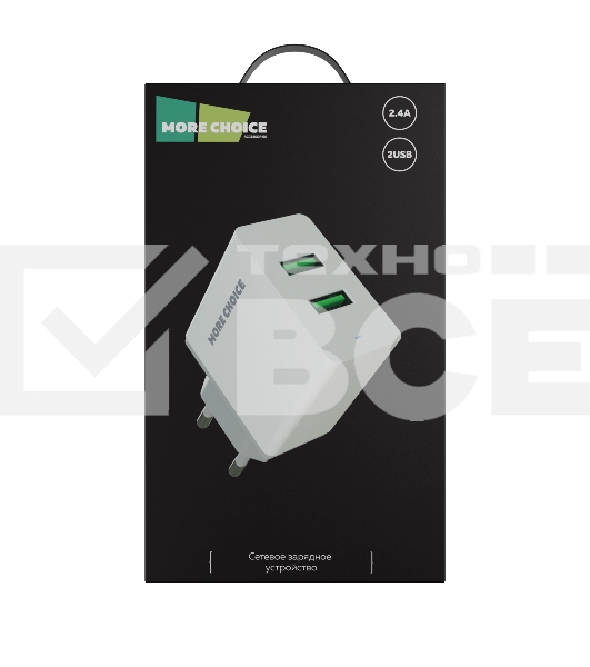 Сетевое зарядное устройство MORE CHOICE (4610196409004) NC11 СЗУ 2USB 2.4A белый белый