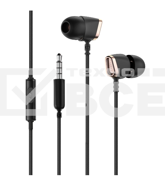 Наушники-гарнитура OLMIO Flame 3.5мм, черные, пластик, с микрофоном и кнопкой ответа