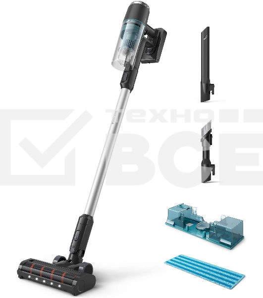Пылесос вертикальный Philips XC3133/01 черный, питание от аккумулятора, уборка сухая/влажная, пылесборник 0,4 л