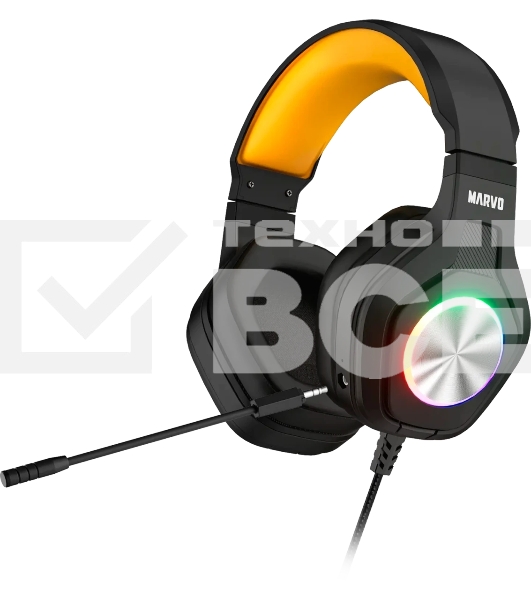 Гарнитура MARVO HG9084 Pulz 80 чёрный, проводная, USB, подсветка