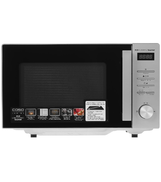 Микроволновая печь CASO M 20 Ceramic Gourmet серебристый/черный, 20 л, 700 Вт, переключатели - кнопки, поворотный механизм