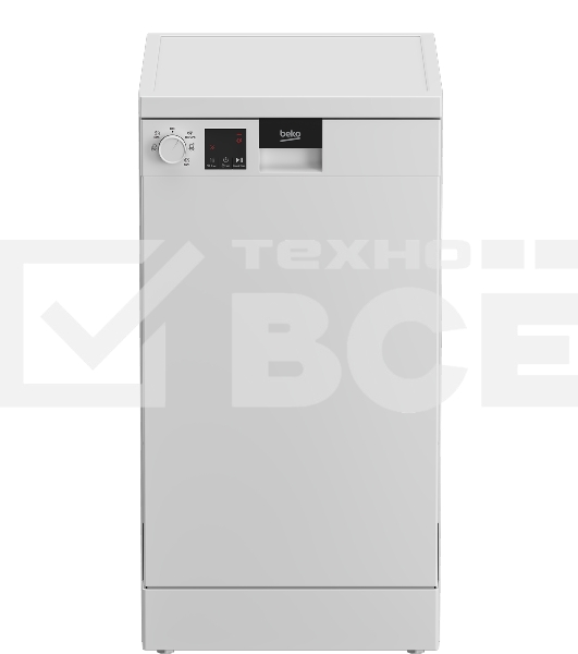 Посудомоечная машина Beko DVS050R01W, белая, 44.8 см, 10 компл., 49 дБ, класс A