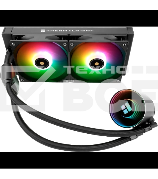 Водяное охлаждение для процессора Thermalright Frozen Notte 240 черный ARGB V2 (240mm, Black, ARGB/ Fans: 2x120mm, 72.37CFM, 27.7dBA, 2000RPM/ Pump height 54mm, 28dBA, 5300RPM, Rad thickness 27mm/ S: 1200, 1700, 1851, 2011, 2066, 115X, AM2, AM2+, AM3, AM3