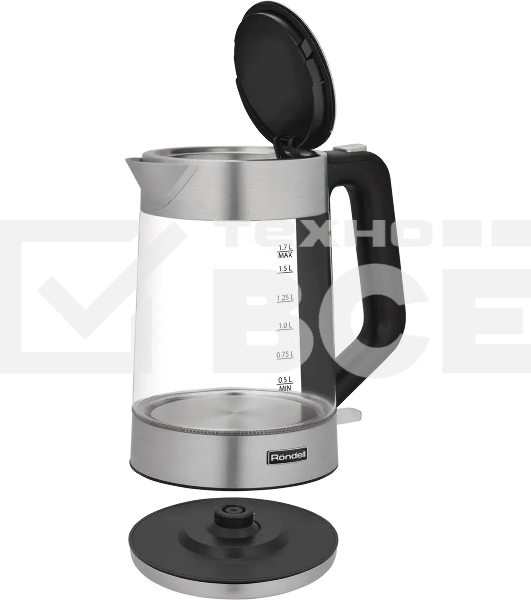 Чайник электрический Rondell RDE-1008 1.7л. 2200Вт прозрачный корпус: стекло