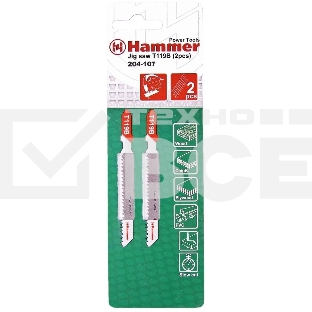 Пилка для лобзика Haммerflex 204-107 JG WD-PL T119B (2pcs) мягк.др\пл, 67мм, шаг 1.9-2.3, HCS, 2шт