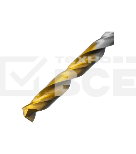 Сверло спиральное по металлу Denzel 4,5 х 126 мм, Р6М5, Golden Tip, удлиненное
