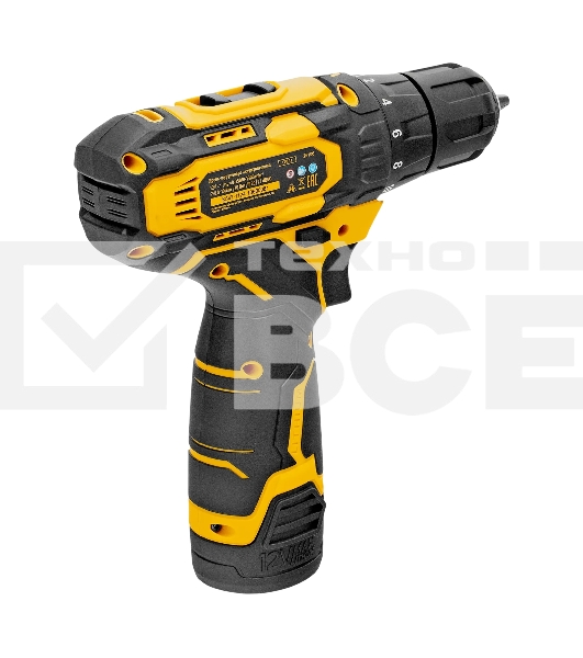 Дрель-шуруповерт Denzel CDQ-12, Аккумуляторная, 12В, 2 АКБ, Кейс