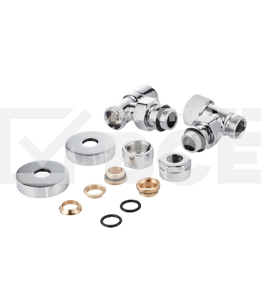 Набор термостатический для радиатора угловой Royal Thermo Design Pro 15 мм М30х1,5 (Хром)