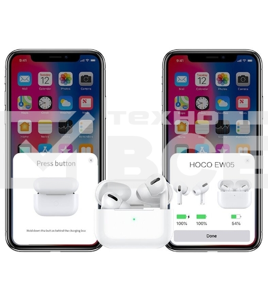 Наушники HOCO EW05 Plus беспроводные оригинальной серии с док станцией TWS, ANC, BT 5.1 белый