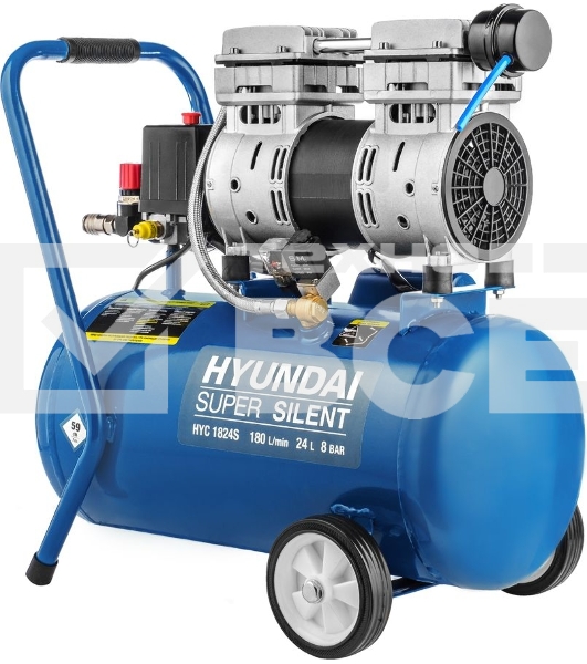 Компрессор поршневой Hyundai HYC 1824S безмасляный 180л/мин 24л 1000Вт