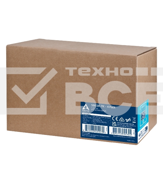 Комплект вентиляторов для корпуса Arctic S8038-7K (4 Pack) черный, 80 мм, 7000 об/мин, 4 pin