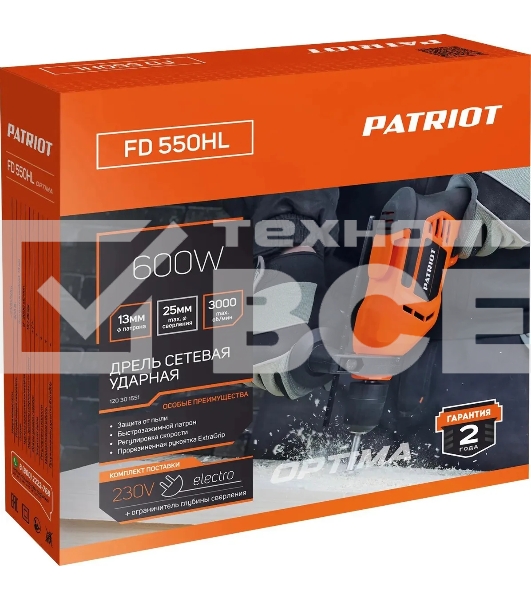 Дрель ударная Patriot FD 550HL 600Вт патрон:быстрозажимной реверс (120301551)