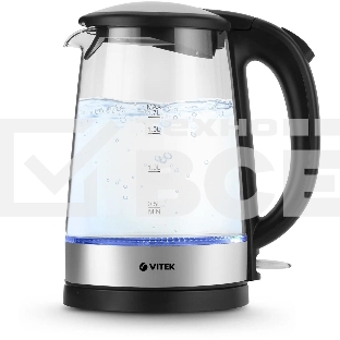 Чайник электрический Vitek VT-8807 1.7л. 2200Вт серебристый корпус: стекло/металл