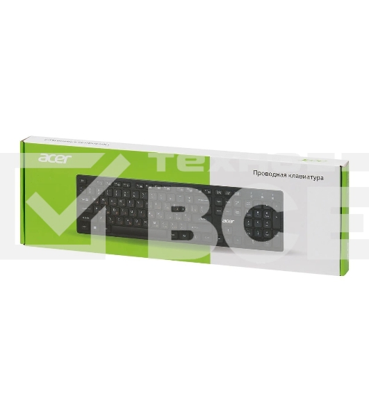 Клавиатура Acer OKW122 проводная, USB, черный