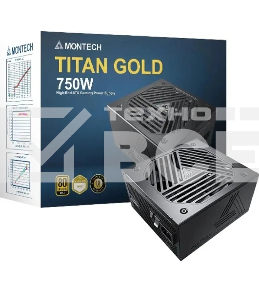 Блок питания Montech TITAN GOLD Gen.5 (TITAN GOLD 750 TIS0123), 750 Вт, 80 PLUS GOLD, 135 мм, модульный, чёрный
