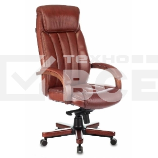 Кресло руководителя Бюрократ T-9922WALNUT светло-коричневый Leather Eichel, кожа, крестовина дерево