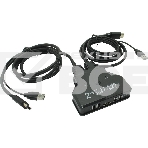 ORIENT HS21HC, HDMI KVM переключатель на 2 устройства, порты HDMI + 2xUSB (клавиатура+мышь) + 2xUSB 2.0, поддержка 4K@60Hz, встроенные кабели 2xHDMI+2xUSB2.0 1.2 метра, (33330), фото 1