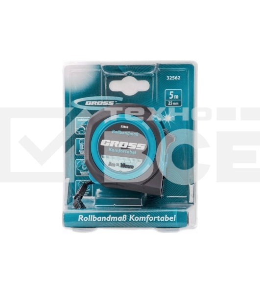 Рулетка Gross Komfortabel, 5 м х 25 мм, обрезиненный корпус