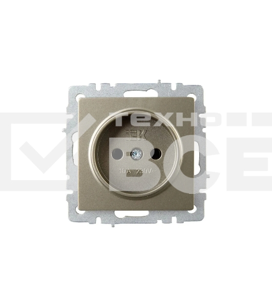 Розетка 1-местная IEK BRITE РС10-1-0-БрШ (BR-R10-10-K37) 10А, без заземления, без защитных шторок, шампань