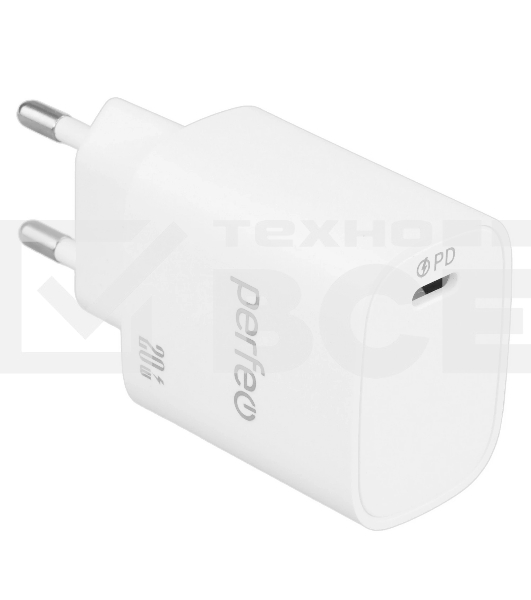 Сетевое зарядное устройство PERFEO с разъемом TYPE-C, 20W, белый (I4660)