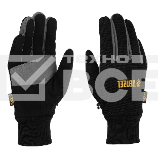 Перчатки универсальные Denzel 68094 двойные, работа с сенсорным экраном, вязаная манжета, размер 10