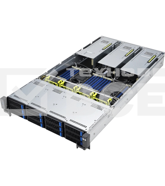 Серверная платформа ASUS RS720-E11-RS12U, 2U, 2 x LGA4677, 32 DIMM DDR5, 12=8 x NVMe/SAS*/SATA + 4 NVMe/SATA hs, 2 x M.2 slot, 2 x 10Gbe (X710) RJ45 port,Up to 8 slots PCIe 5.0, 1 x OCP 3.0, 1+1 1600W