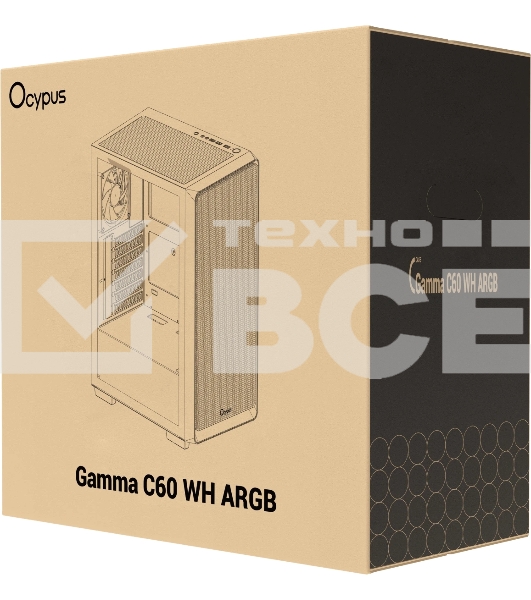 Корпус Ocypus Gamma C60 WH ARGB ATX без БП (Gamma-C60-WHG400XX-GL)