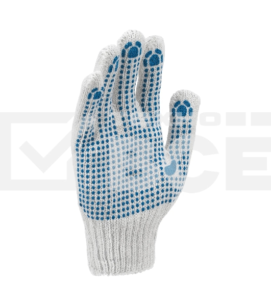 Перчатки трикотажные Сибртех х/б, 200 пар, ПВХ точка, 6 нитей, 10 класс
