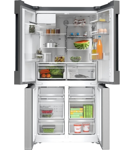 Холодильник Bosch KFI96APEA нержавеющая сталь трехкамерный 375/199л морозилка снизу, No Frost, Side by Side
