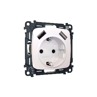 Комплект механизма электрической розетки OMEGA Жемчуг 2USB A+A 18W (быстрая зарядка) с/з QUANT (OP2090, VM155) MO209010