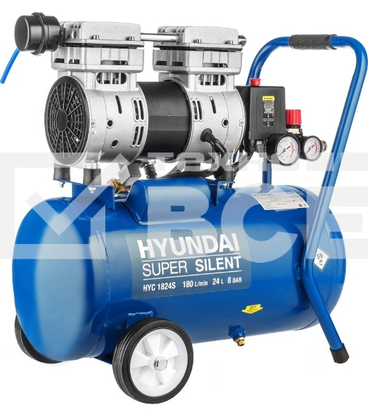Компрессор поршневой Hyundai HYC 1824S безмасляный 180л/мин 24л 1000Вт