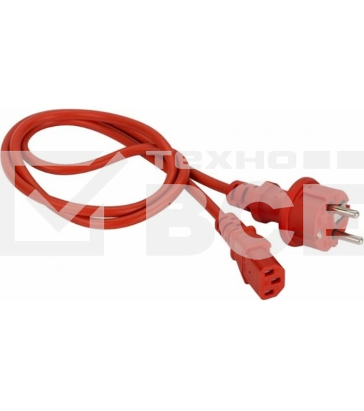 Шнур питания C13-Schuko прямая, 3х0.75, 220В, 10А, красный, 7 метров