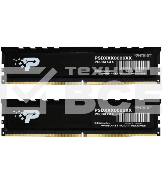 Оперативная память Patriot Signature Premium, DDR5, 64GB (2x32 GB), 4800 MHz, CL40, радиатор, черный