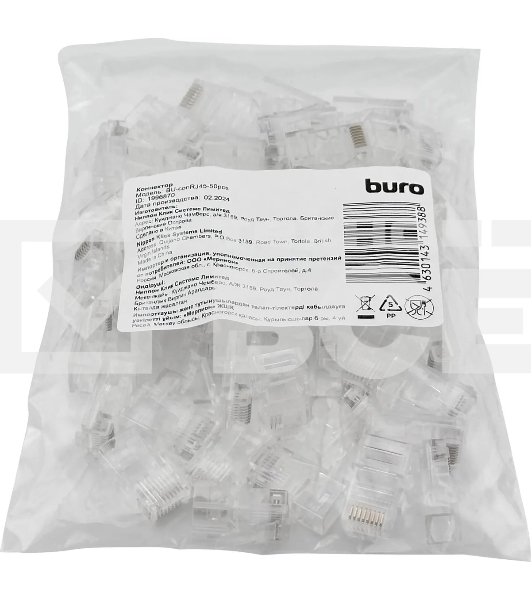 Коннектор Buro (BU-CONRJ45-50PCS) RJ45 прозрачный (упак.:50шт)