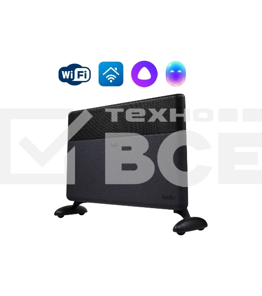 Конвектор Ballu Apollo digital INVERTER Space Black BEC/ATI-2002 черный, 2000 Вт, 25 м2, термостат, дисплей, WiFi