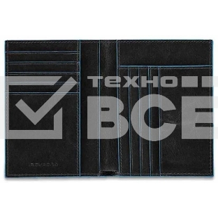 Кошелек мужской Piquadro Blue Square PU1393B2/N, натур.кожа, черный