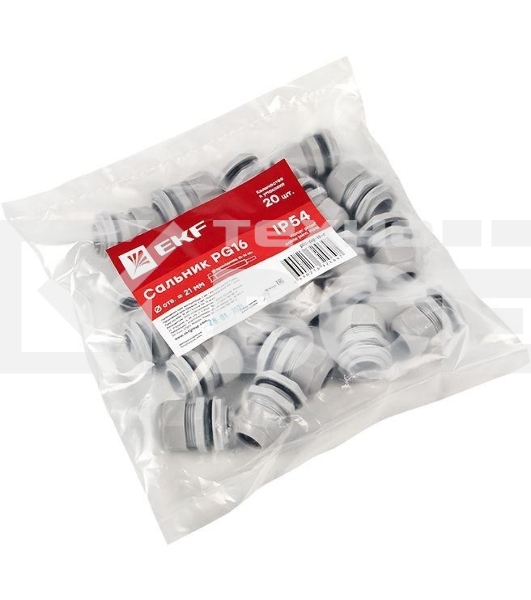 Сальник PG16 IP54 d отв. 21мм/d провод. 10-14мм PROxima EKF plc-pg-16-r