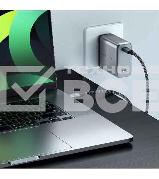 Сетевое зарядное устройство Satechi ST-UC100WSM-EU Charger 100W с технологией GaN Power, серый космос