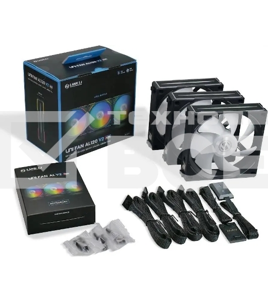 Комплект вентиляторов для корпуса Lian Li Uni Fan ALV2 (3 шт.) G99.12ALV23B.00 черный, 120 мм, 2000rpm 28.7Db, 4-pin