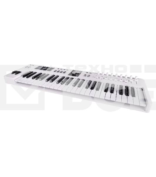 Клавиатура MIDI [231521] Arturia [KeyLab Essential 49 mk3 White] 49 клавиш, LCD дисплей, 9 энкодеров, 8 пэдов, 9 фейдеров, 12 кнопок управления, колеса высоты тона и модуляции, 1/4