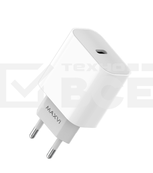 Сетевое зарядное устройство Maxvi CHL-601PD 18W, 3A, QC 3.0, PD 3.0, 1xUSB-C, белый